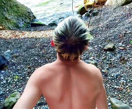 Young guys got so horny naked on the beach that they had to fuck and cum
