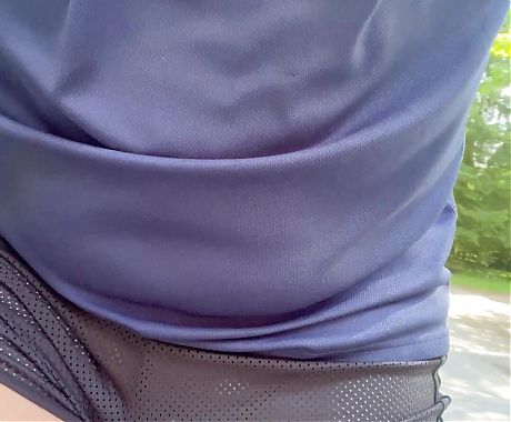 On the bike with mesh shorts